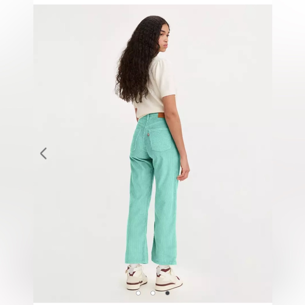 LEVI’S RIBCAGE CORDUROY STRAIGHT ANKLE WOMEN'S PANTS - Electric Green - 24 NWT